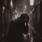 賃貸の鍵を落とし、深夜に途方に暮れる男性のイメージ。東京での鍵トラブルや緊急対応を連想させる。