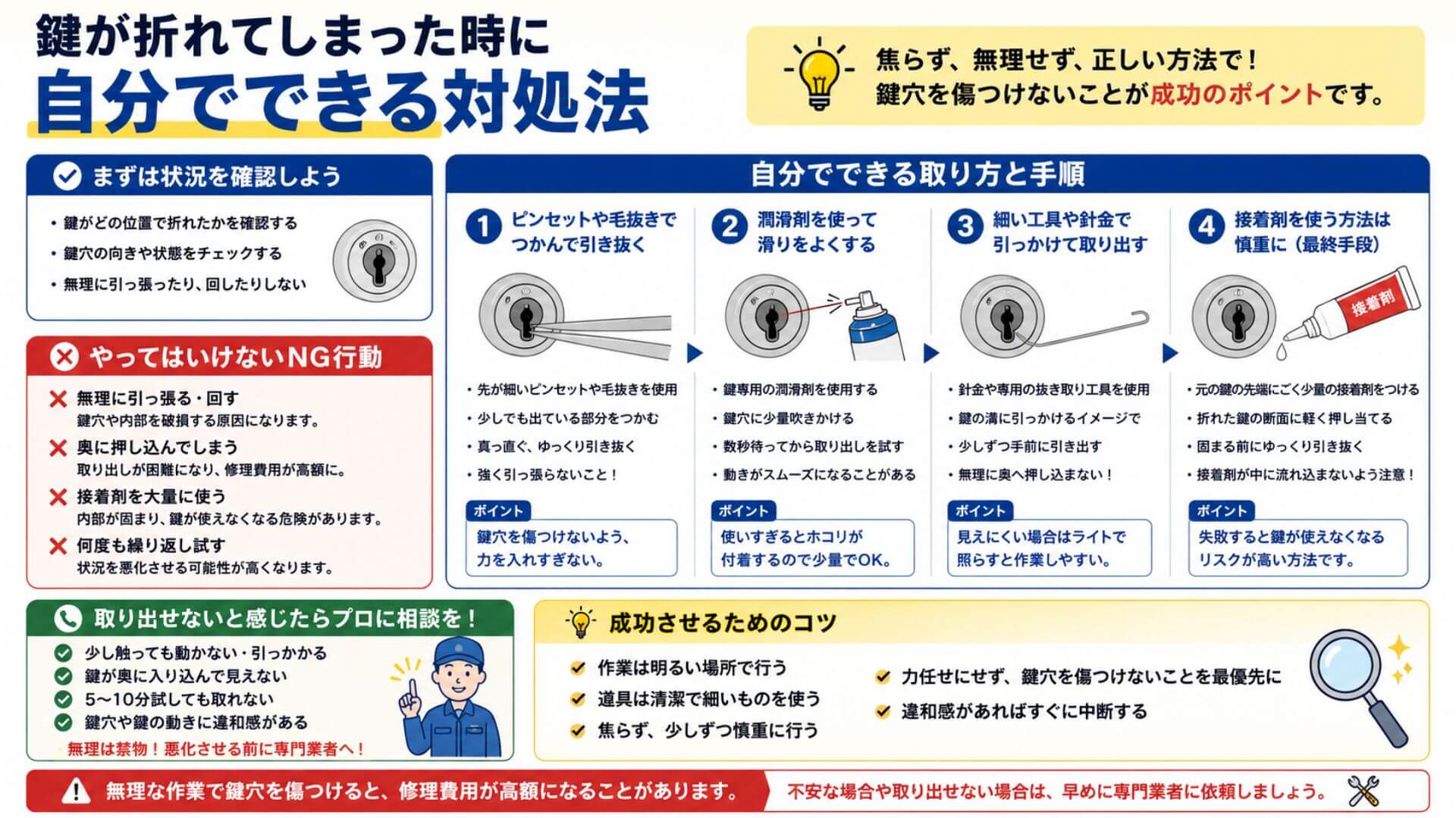 鍵・折れた・対処法